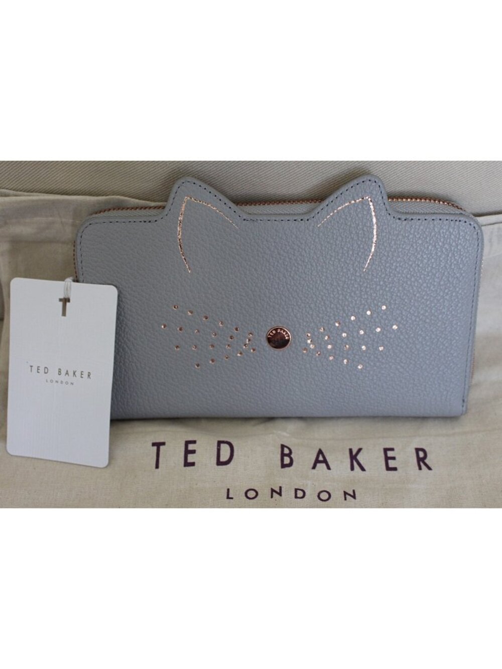 New - Ted Baker Cat Whispers Leather Matinee Zip Around Wallet